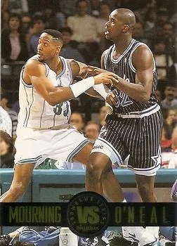 1993-94 SkyBox Premium Alonzo Mourning / Shaquille O'Neal Showdown Series #SS3 card image