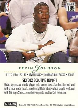 1993-94 SkyBox Premium Ervin Johnson Variant #189 card back image