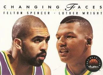 1993-94 SkyBox Premium Felton Spencer / Luther Wright CF Variant #317 card image