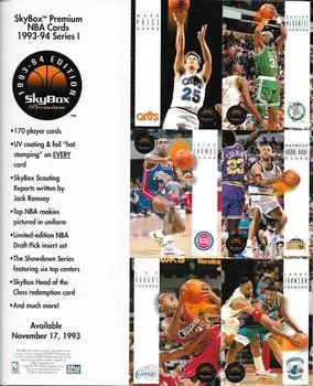 1993-94 SkyBox Premium Isiah Thomas / Larry Johnson / Loy Vaught / Mahmoud Abdul-Rauf / Mark Price / Xavier McDaniel Series 1 Perforated Sheet #NNO card image