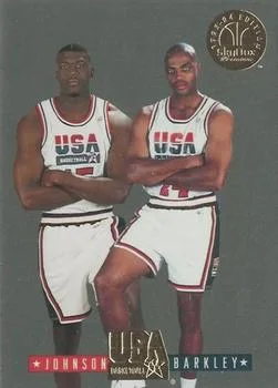 1993-94 SkyBox Premium Larry Johnson / Charles Barkley EXCH USA Tip-Off Gold #2 card image