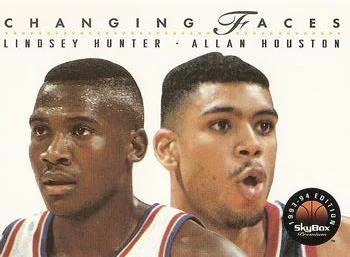 1993-94 SkyBox Premium Lindsey Hunter / Allan Houston CF Variant #299 card image