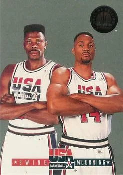 1993-94 SkyBox Premium Patrick Ewing / Alonzo Mourning EXCH USA Tip-Off #3 card image