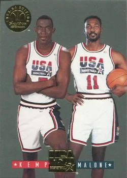 1993-94 SkyBox Premium Shawn Kemp / Karl Malone EXCH USA Tip-Off Gold #4 card image