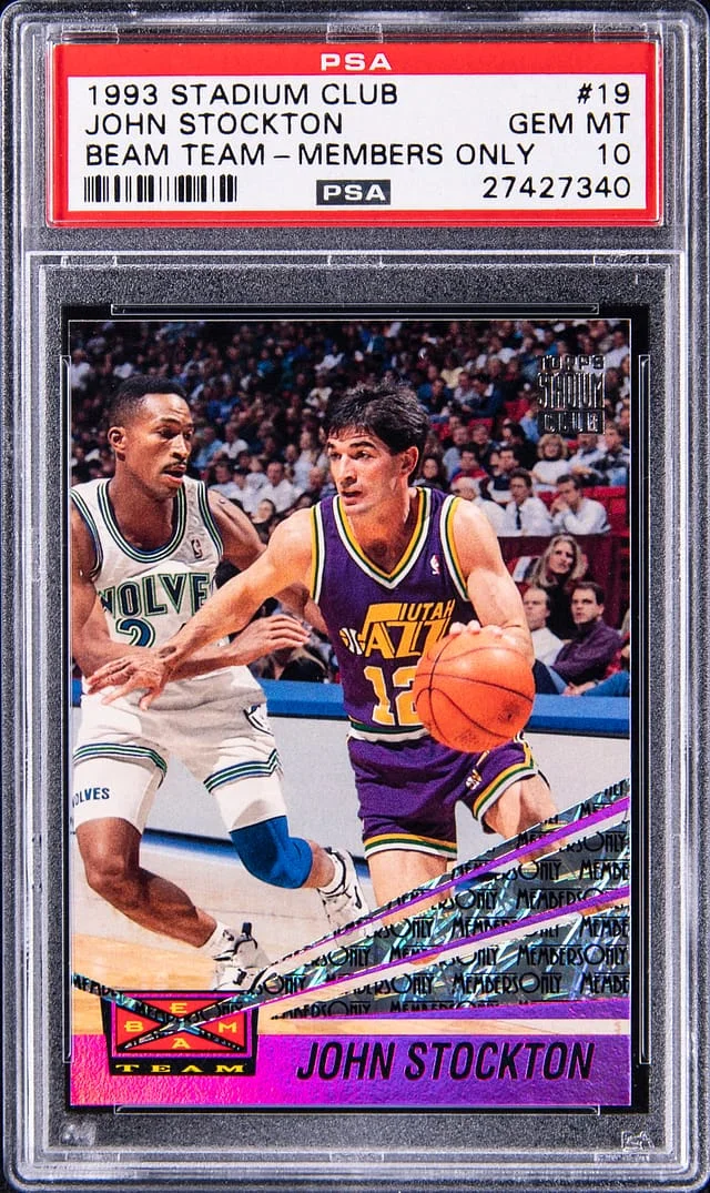 1993-94 Topps Stadium Club John Stockton Beam Team Members Only #19 card image