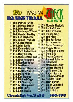 1993-94 Topps Checklist: 100-198 #198 card image