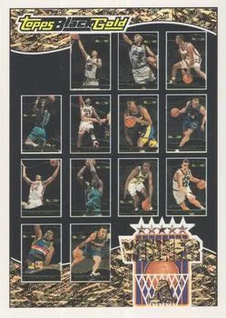1993-94 Topps Mahmoud Abdul-Rauf / Kenny Anderson / Derrick Coleman / Sean Elliott / Jim Jackson / Larry Johnson (b. 1969 BB) / Christian Laettner / Alonzo Mourning / Dikembe Mutombo / Billy Owens / Gary Payton / Glen Rice / Dennis Scott Black Gold Winners Redemptions #A card image