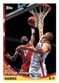 1993-94 Topps Stacey Augmon UERUER: Name misspelled "Stacy" on front Variant #265 card image