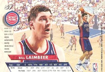 1993-94 Ultra Bill Laimbeer Variant #57 card back image
