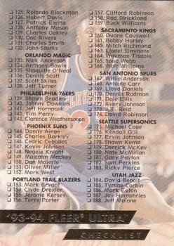 1993-94 Ultra Checklist: 125-200 and Inserts #200 card image