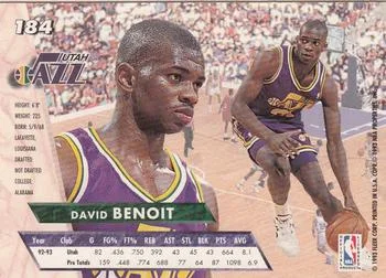 1993-94 Ultra David Benoit Variant #184 card back image