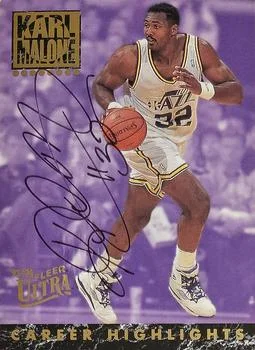 1993-94 Ultra Karl Malone AU Karl Malone Career Highlights Autographs #6 card image
