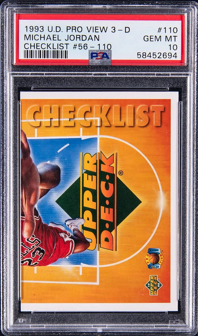 1993-94 Upper Deck #110 Michael Jordan Pro View 3-D Checklist #56-110 card image