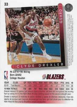 1993-94 Upper Deck French Clyde Drexler Variant #33 card back image
