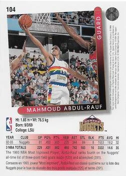 1993-94 Upper Deck French Mahmoud Abdul-Rauf Variant #104 card back image