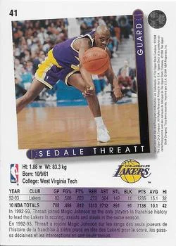 1993-94 Upper Deck French Sedale Threatt Variant #41 card back image