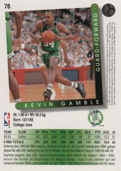 1993-94 Upper Deck German Kevin Gamble Variant #76 card back image