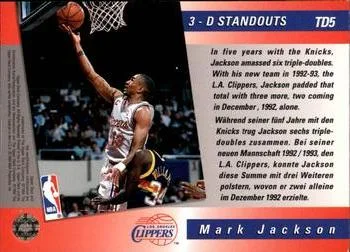 1993-94 Upper Deck German Mark Jackson Triple Double 3-D Standouts #TD5 card back image