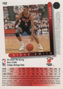 1993-94 Upper Deck German Steve Smith Variant #142 card back image