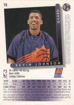 1993-94 Upper Deck Italian Kevin Johnson Variant #15 card back image