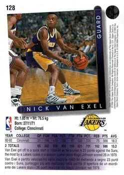 1993-94 Upper Deck Italian Nick Van Exel Variant #128 card back image