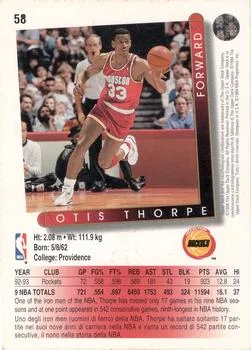1993-94 Upper Deck Italian Otis Thorpe Variant #58 card back image