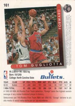 1993-94 Upper Deck Italian Tom Gugliotta Variant #161 card back image