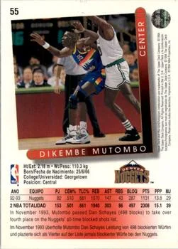 1993-94 Upper Deck Spanish Dikembe Mutombo Variant #55 card back image