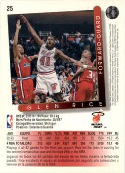 1993-94 Upper Deck Spanish Glen Rice Variant #25 card back image