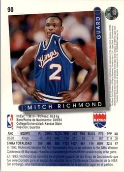 1993-94 Upper Deck Spanish Mitch Richmond Variant #90 card back image