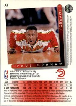 1993-94 Upper Deck Spanish Paul Graham Variant #85 card back image