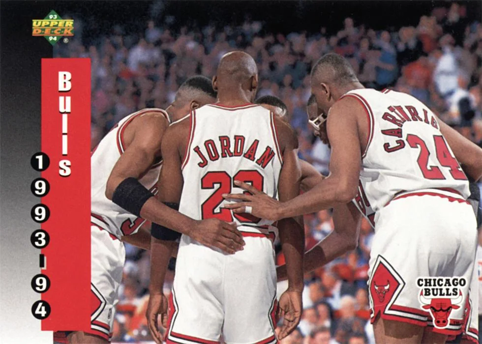 1993-94 Upper Deck B.J. Armstrong / Bill Cartwright / Horace Grant / Michael Jordan / Scottie Pippen Variant #213 card image