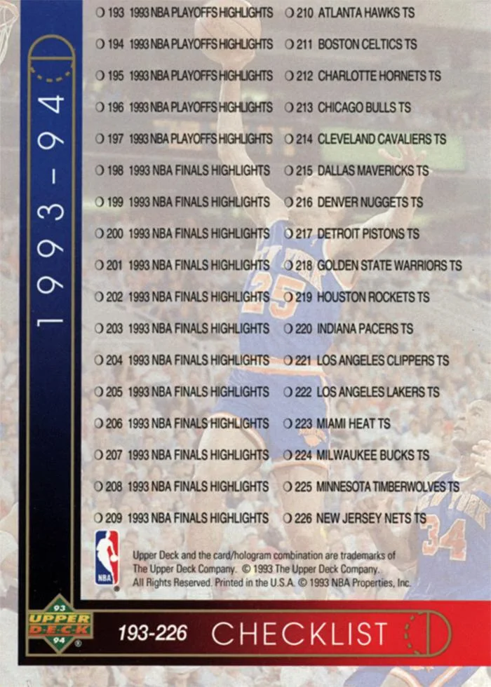 1993-94 Upper Deck Doc Rivers / Byron Scott Checklist #255 card image