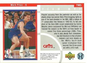 1993-94 Upper Deck Mark Price Team MVP #TM5 card back image