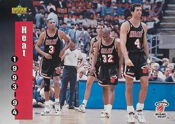 1993-94 Upper Deck Matt Geiger / Harold Miner / Rony Seikaly / Steve Smith Variant #223 card image