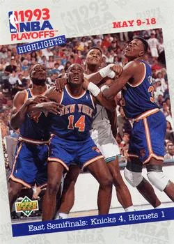 1993-94 Upper Deck Patrick Ewing / Anthony Mason / Alonzo Mourning Variant #186 card image