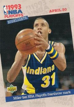 1993-94 Upper Deck Reggie Miller PO Jumbos 3x5 #195 card image