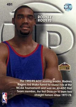 1993-94 Upper Deck Rodney Rogers TP Variant #491 card back image