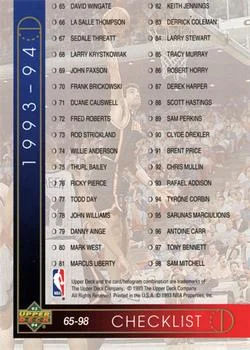 1993-94 Upper Deck Rony Seikaly / Isiah Thomas Checklist #253 card image
