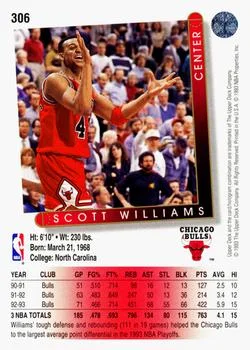1993-94 Upper Deck Scott Williams Variant #306 card back image