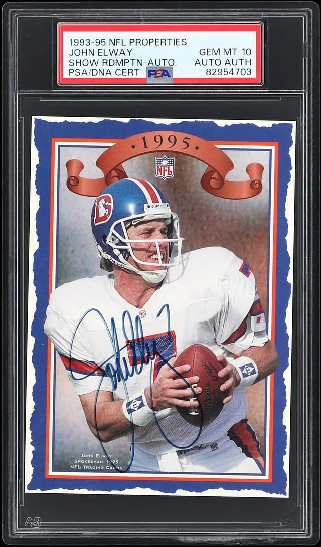 1993-95 NFL Properties Show Redemption Autograph John Elway #NNO card image