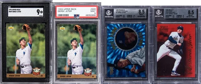 1993-96 Upper Deck Examples and Pinnacle Derek Jeter Cards Graded Collection (4) – Featuring Two 1993 Upper Deck #449 card image