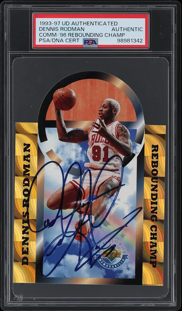 1993-97 Upper Deck Authenticated Rebounding Champion Dennis Rodman Commemorative #1996 card image
