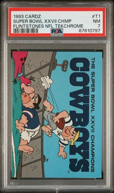 1993 Cardz Flintstones Nfl Tekchrome Super Bowl Xxvii Champions #T1 card image