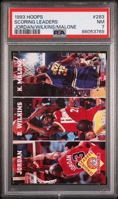 1993 Hoops Jordan/Wilkins/Malone Scoring Leaders #283 card image