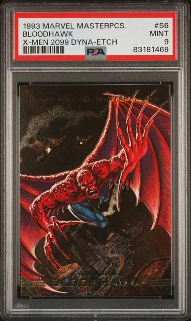 1993 Marvel Masterpieces X-Men 2099 Dyna-Etch Bloodhawk #S6 card image