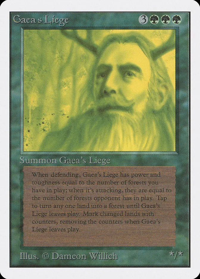 1993 Unlimited Edition Gaea's Liege #197 rare card image