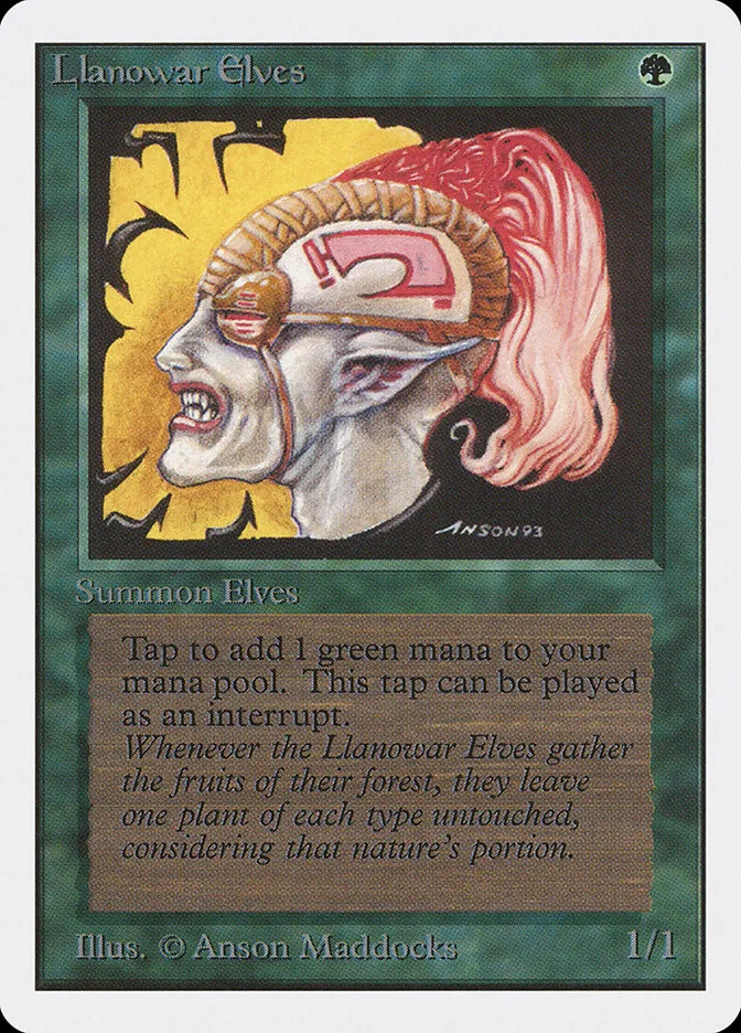 1993 Unlimited Edition Llanowar Elves common #211 common card image