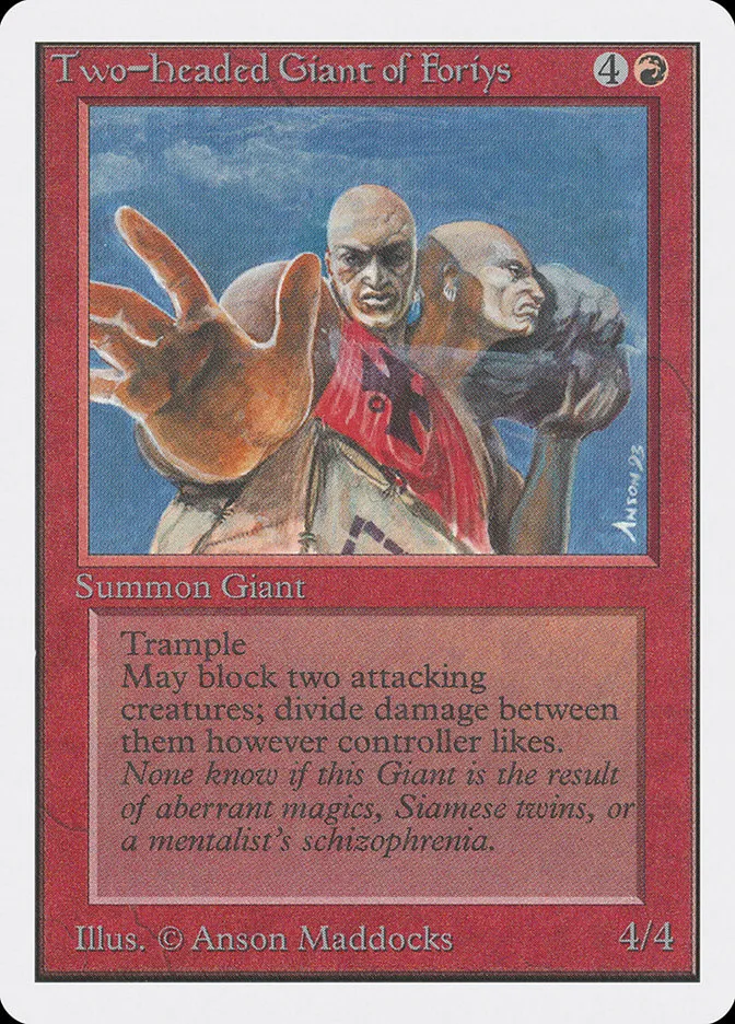 1993 Unlimited Edition Two-Headed Giant of Foriys #180 rare card image