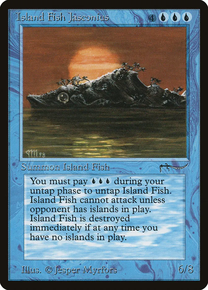 1993 Arabian Nights Island Fish Jasconius #16 rare card image